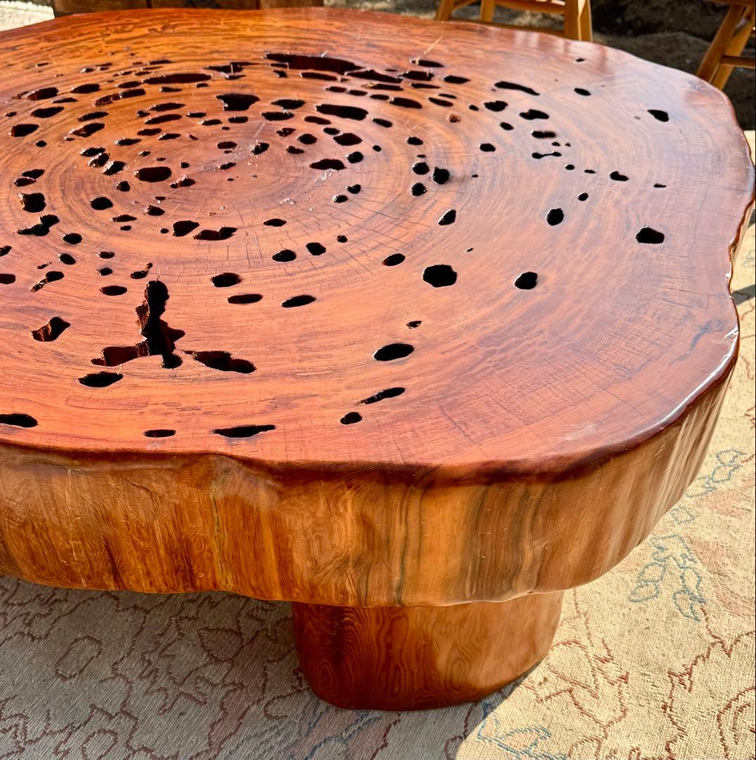 年輪ぎっしり！希少な屋久杉の輪切りの座敷机 厚み17cm！座卓