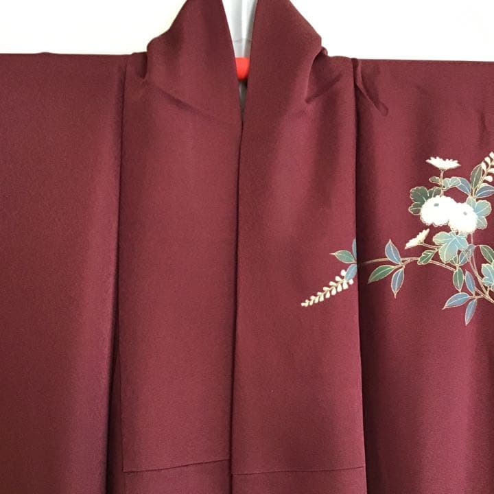 あ*め様 付下げ 童子柄 赤銅色 正絹 158cm