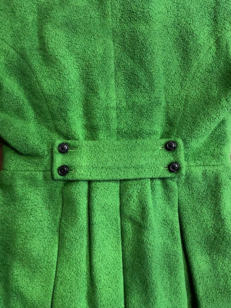 貴重希少クリスチャンディオールDior ウールツイード丸襟プリーツコートグリーン
