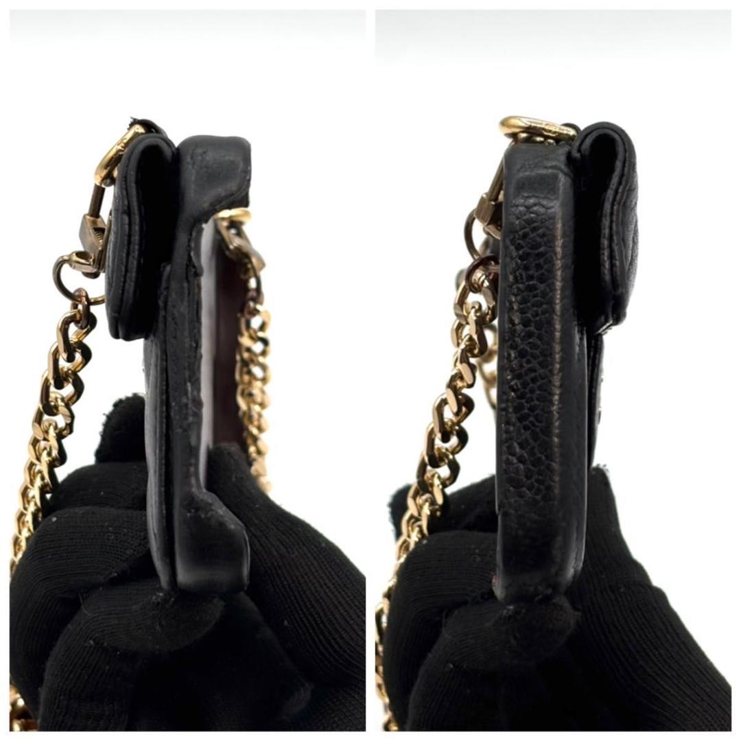 美品 シャネル iPhone14Proスマホケースキャビアスキン マトラッセ