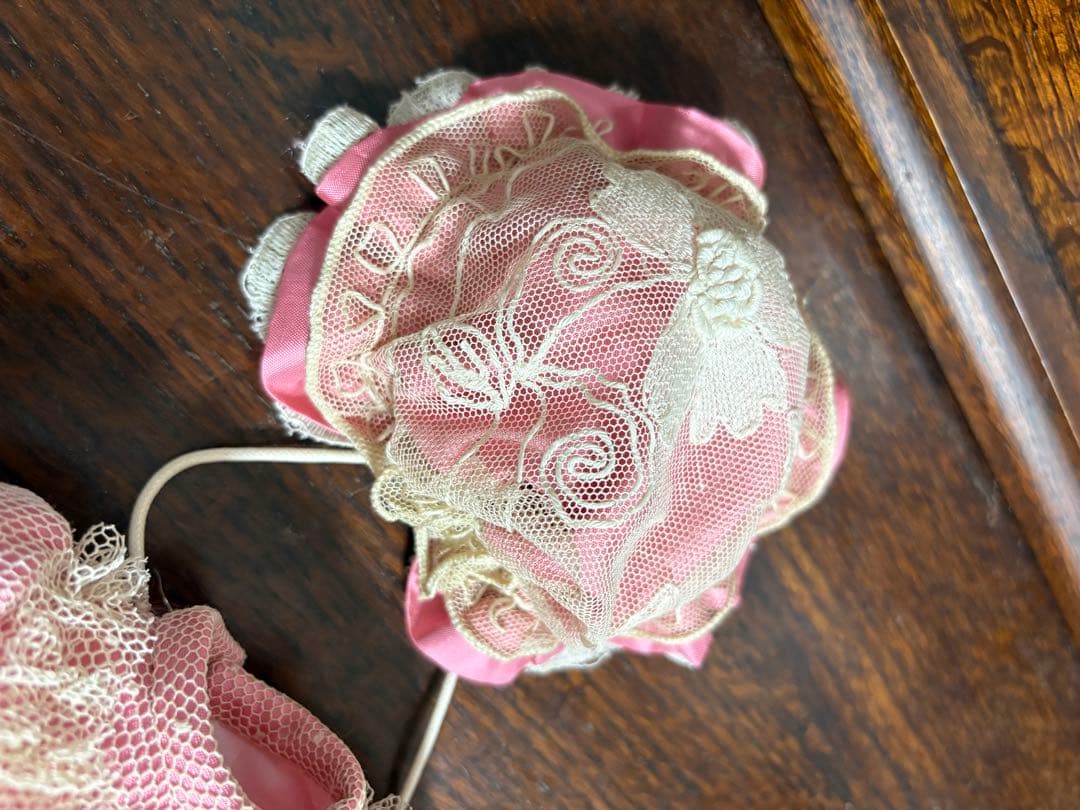 アンティークドール ビスクドール ドレス ボネ レース ドイリー