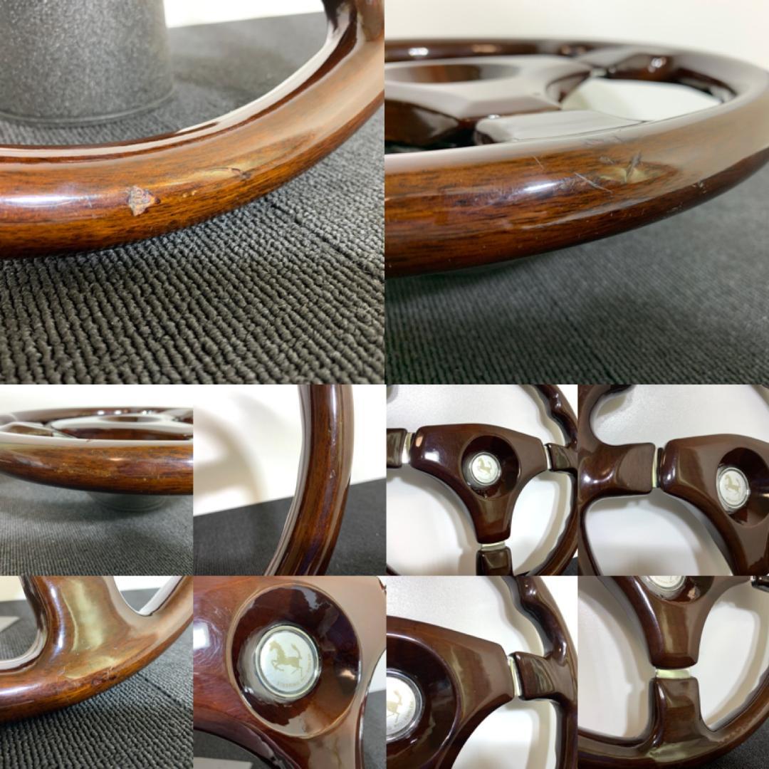 ダークブラウン ウッド ステアリング 35パイ センターパッド＆ホーンボタン付き