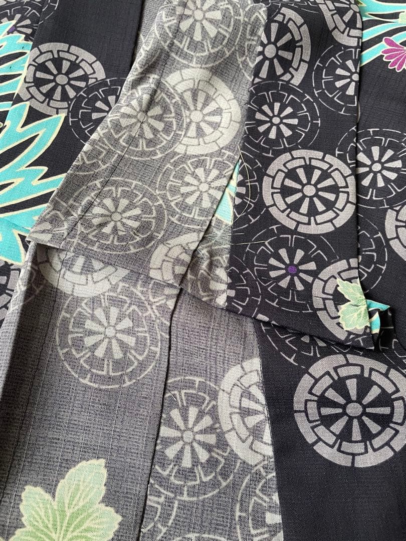 浴衣　アナスイ　ANNA SUI 花柄　歯車　オリエンタル　紫　パープル