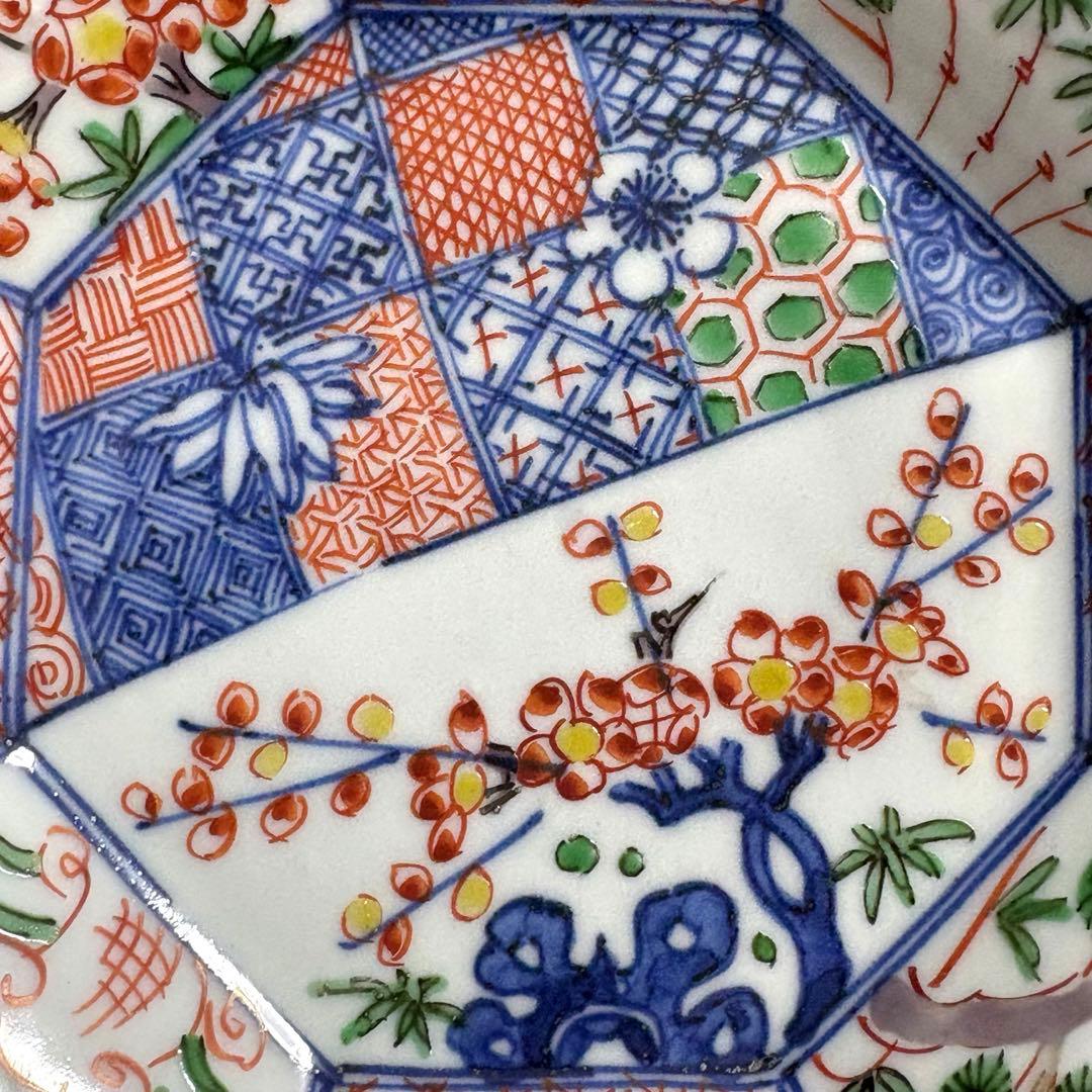 未使用保管✨九谷焼 色絵祥瑞松竹梅 4.8号 八角皿 単品✨ 須田菁華 皿 小皿