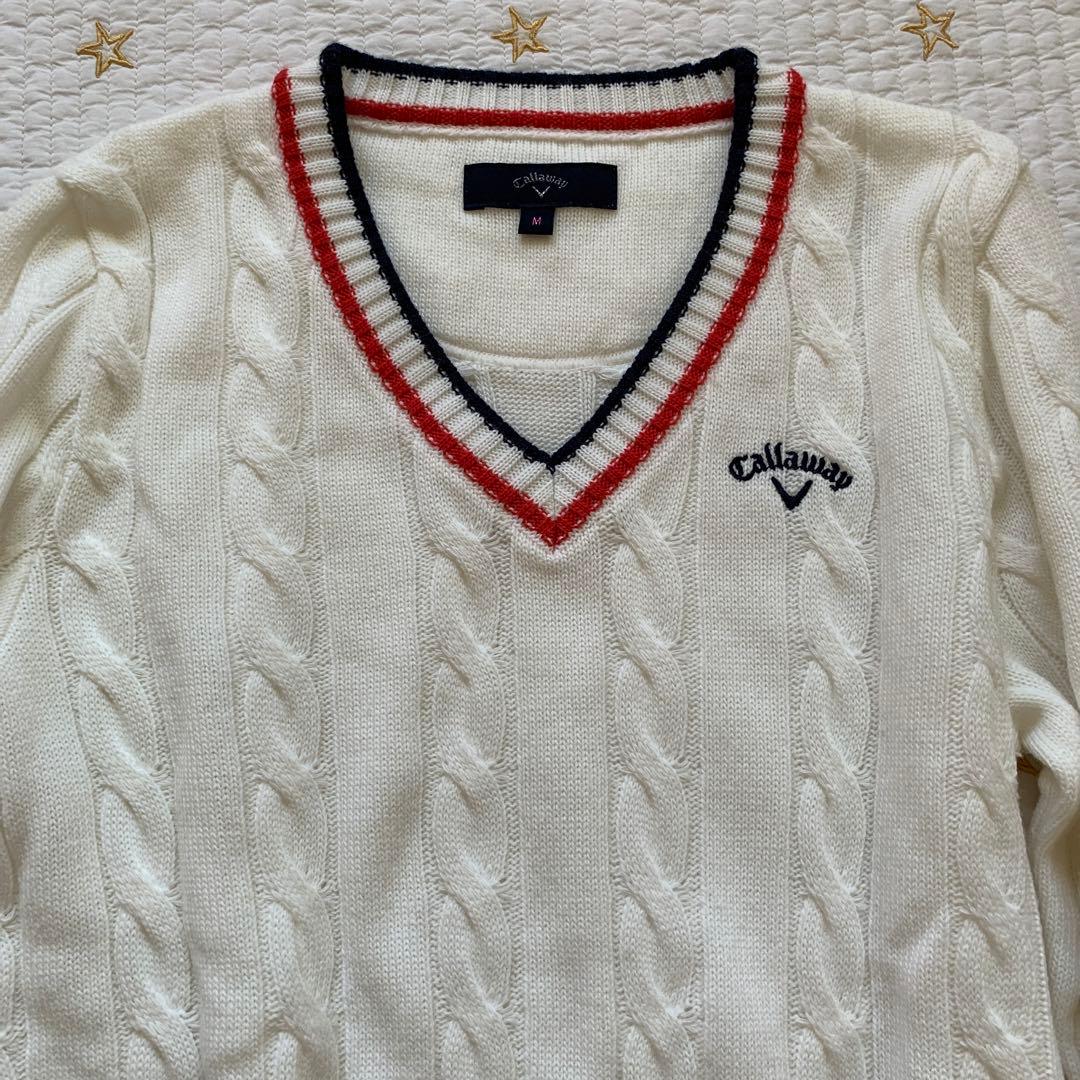 Callaway レディース セーター M ホワイト ケーブルニット 匿名配送