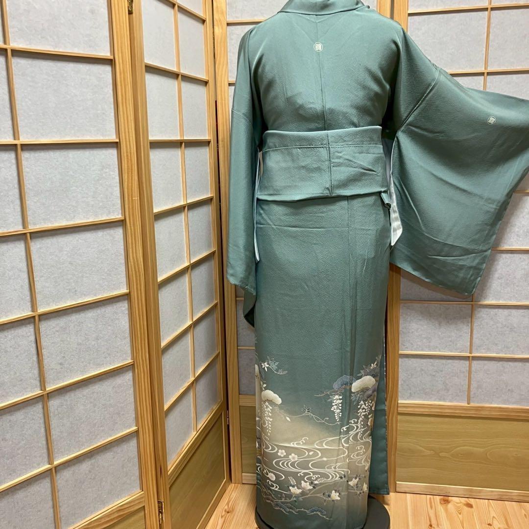 ［5832］色留袖 美品 未使用 駒刺繍 三つ紋 平四つ目 正絹 着物 袷