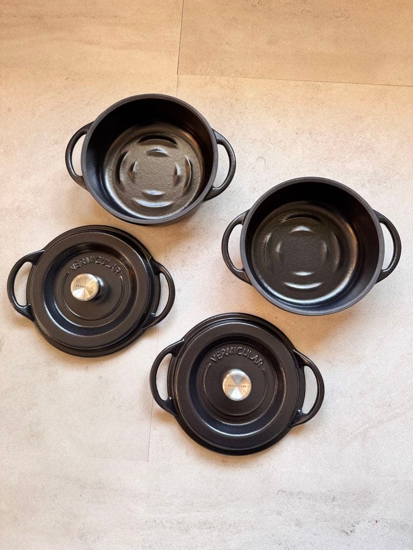 レア品)バーミキュラ オーブンポット黒 2個セット #14cm 浅型