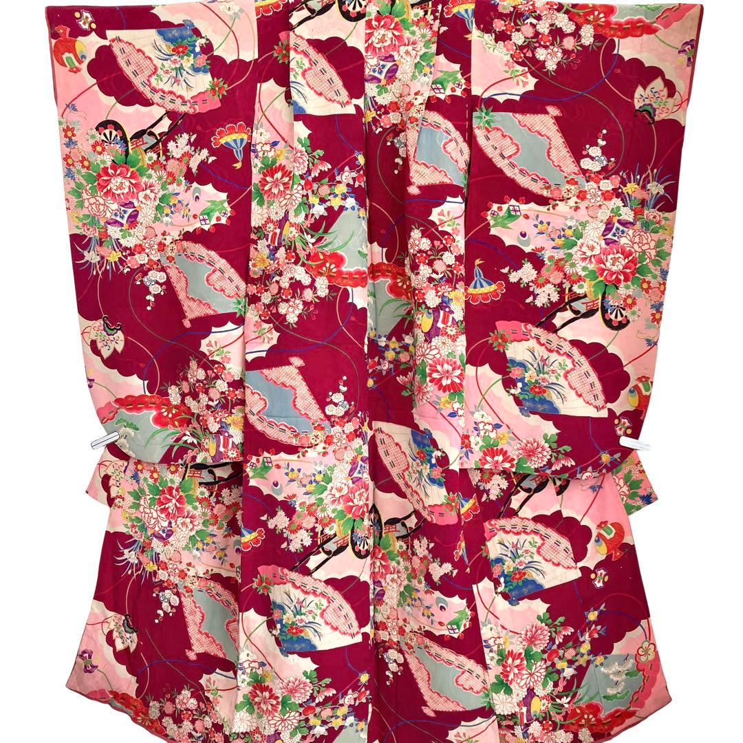 アンティーク 7歳 女の子 子供着物 七五三 アンティーク着物 NO110