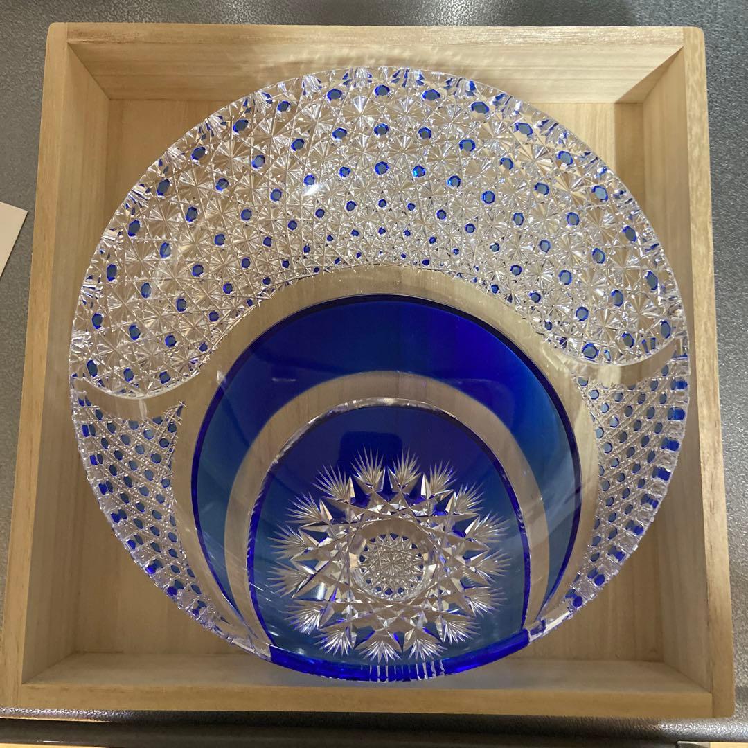 江戸切子 飾り皿 南端久司 作