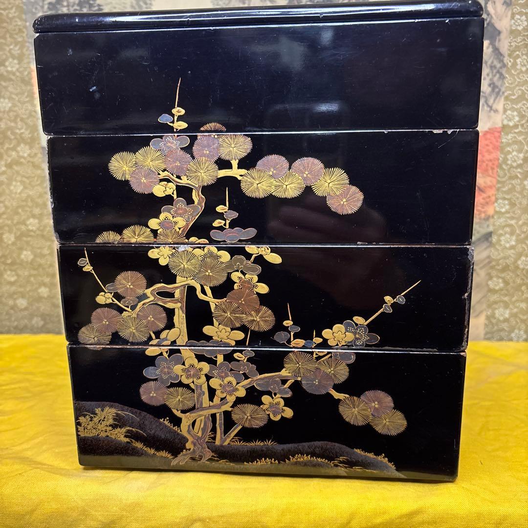 古美術 大名弁当 梅 　松 手提箱 漆器 時代物 稀少物