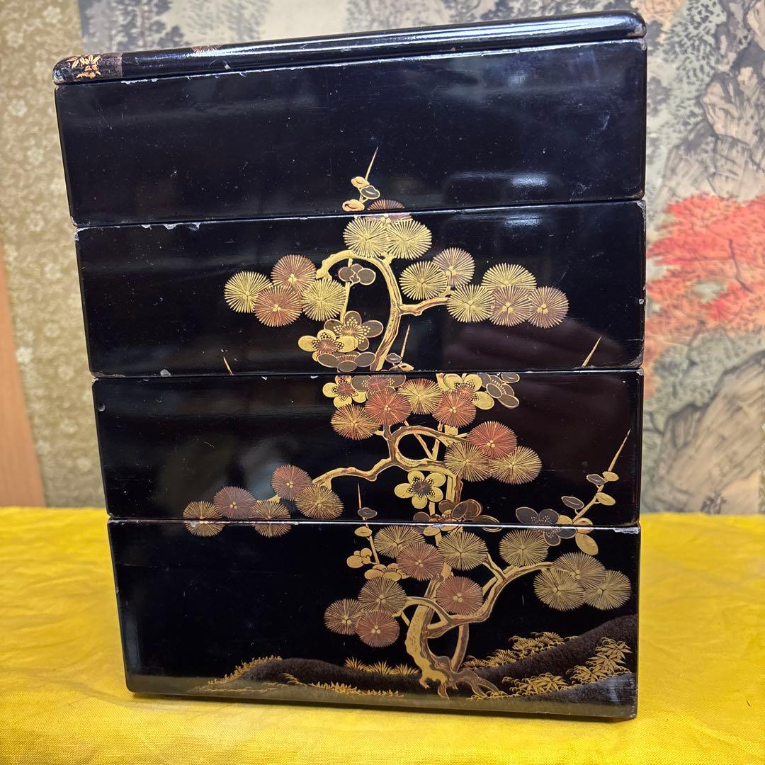 古美術 大名弁当 梅 　松 手提箱 漆器 時代物 稀少物