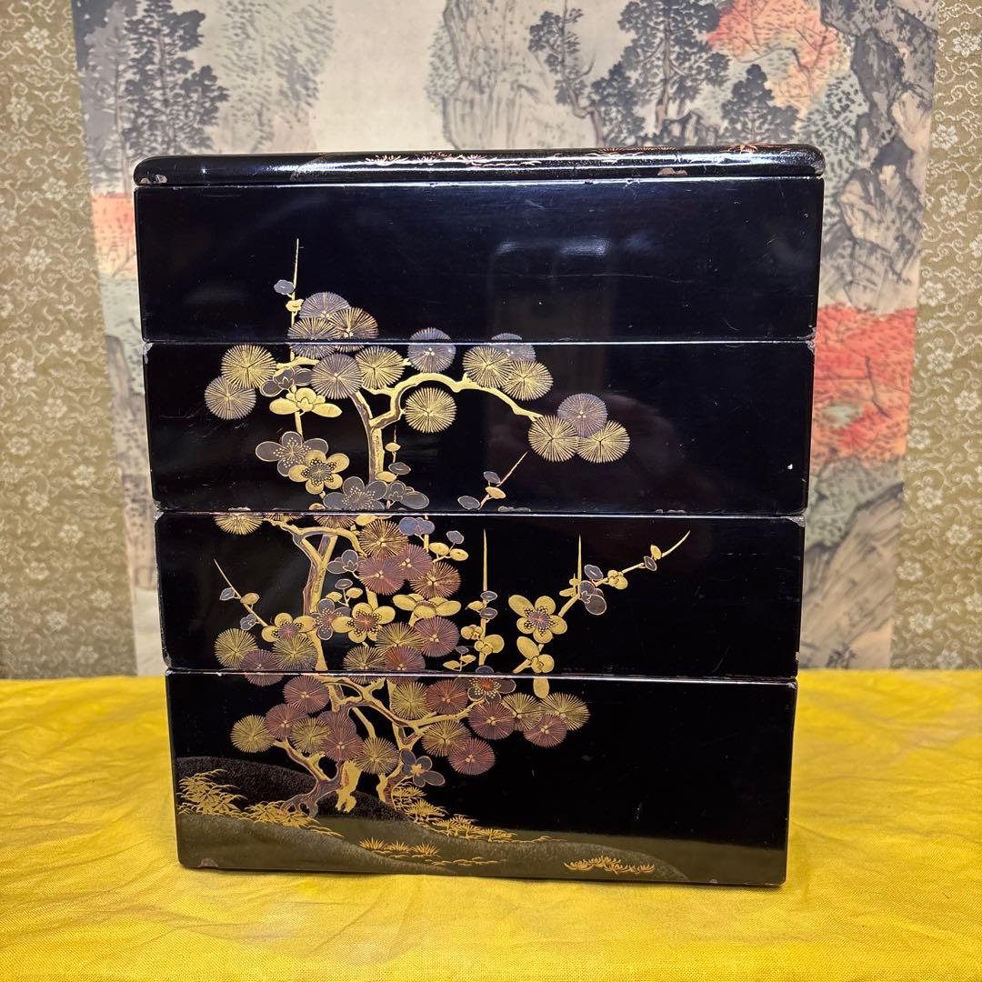 古美術 大名弁当 梅 　松 手提箱 漆器 時代物 稀少物