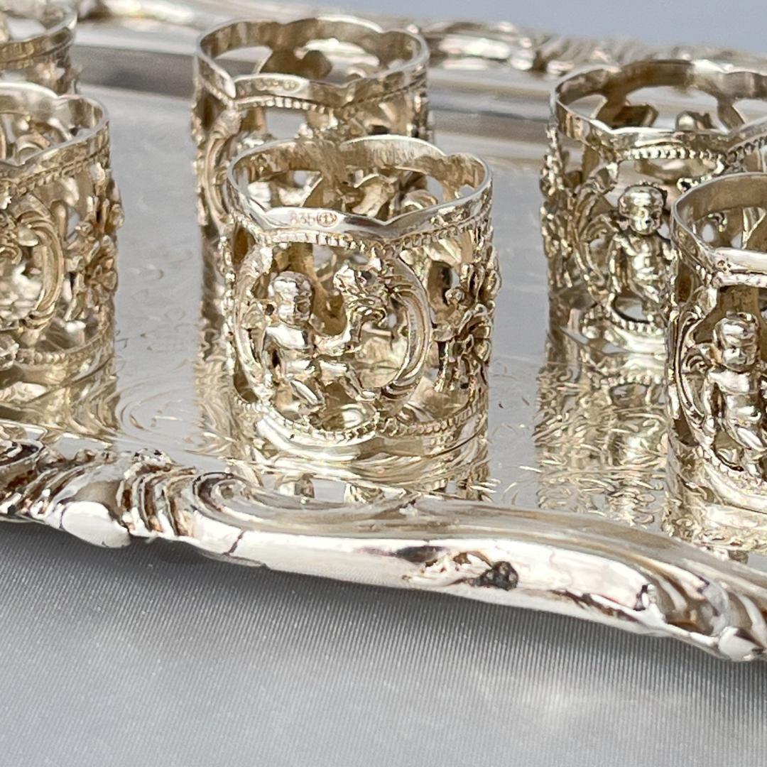 【ALBO】 薔薇と天使のナプキンリング 6個【純銀】