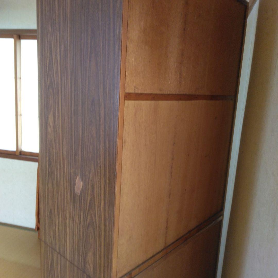 木製食器棚 ブラウン ガラス扉付き