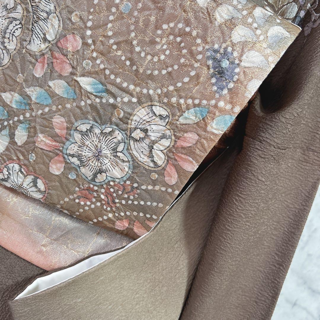 おまとめ割　訪問着フルセット　着物　正絹　辻ヶ花　ベージュ　ブラウン　大人可愛い