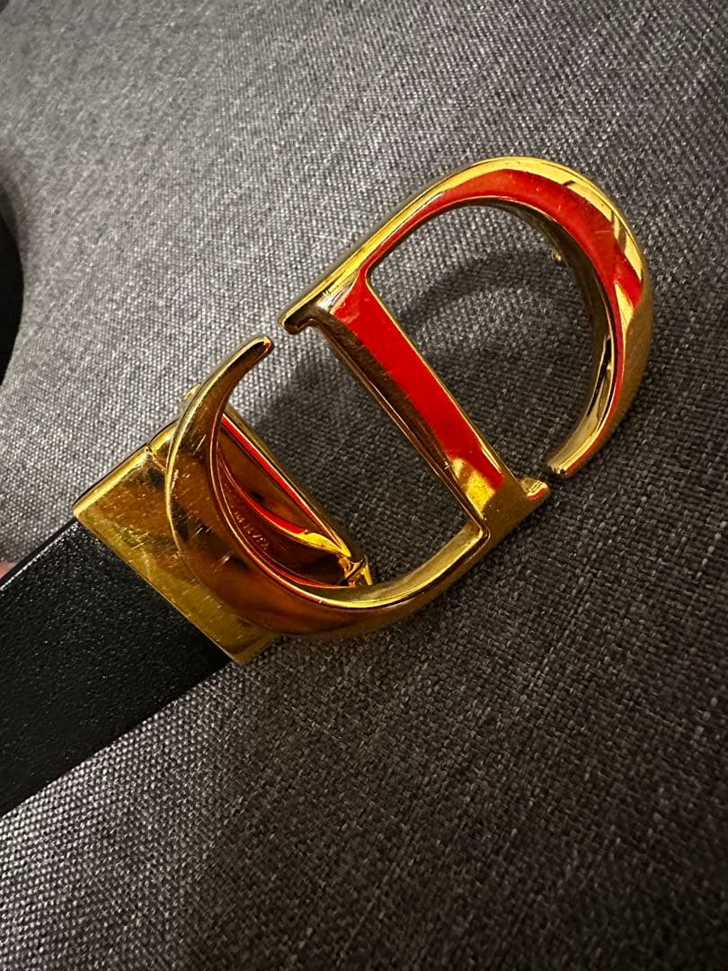 Christian Dior ディオール バックル ベルト ブラック ゴールド