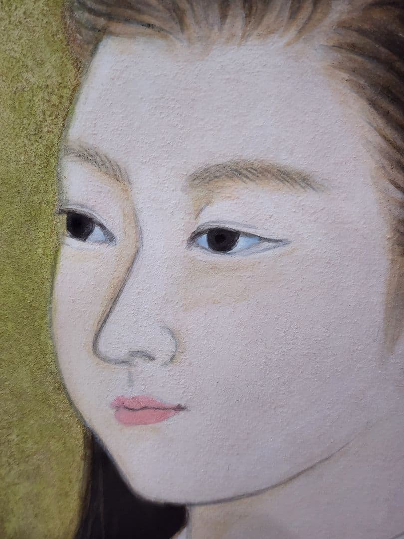 真作 田代正子 日本画「娘」画寸 34cm×46cm 神奈川県出身 日展会友