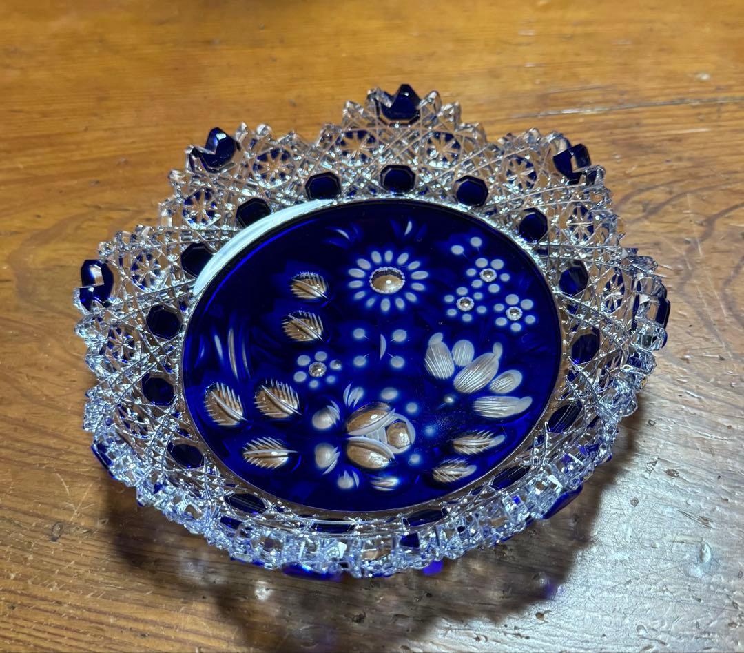 Meissen クリスタル グラヴィールカット 青 『未使用』