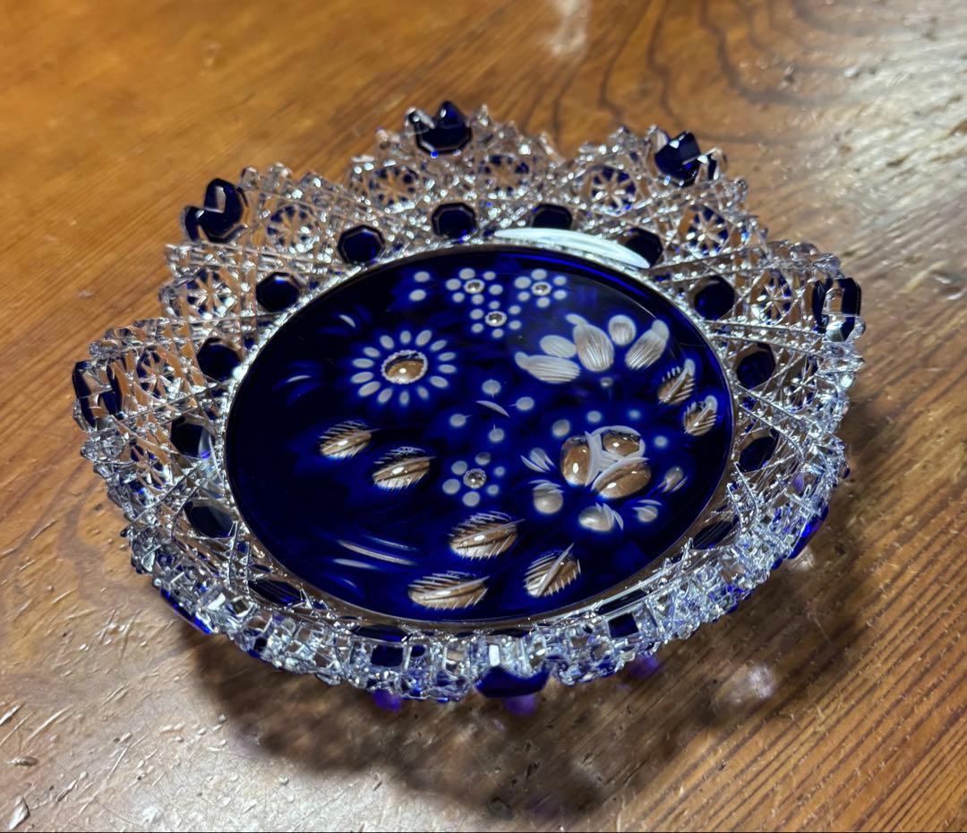 Meissen クリスタル グラヴィールカット 青 『未使用』