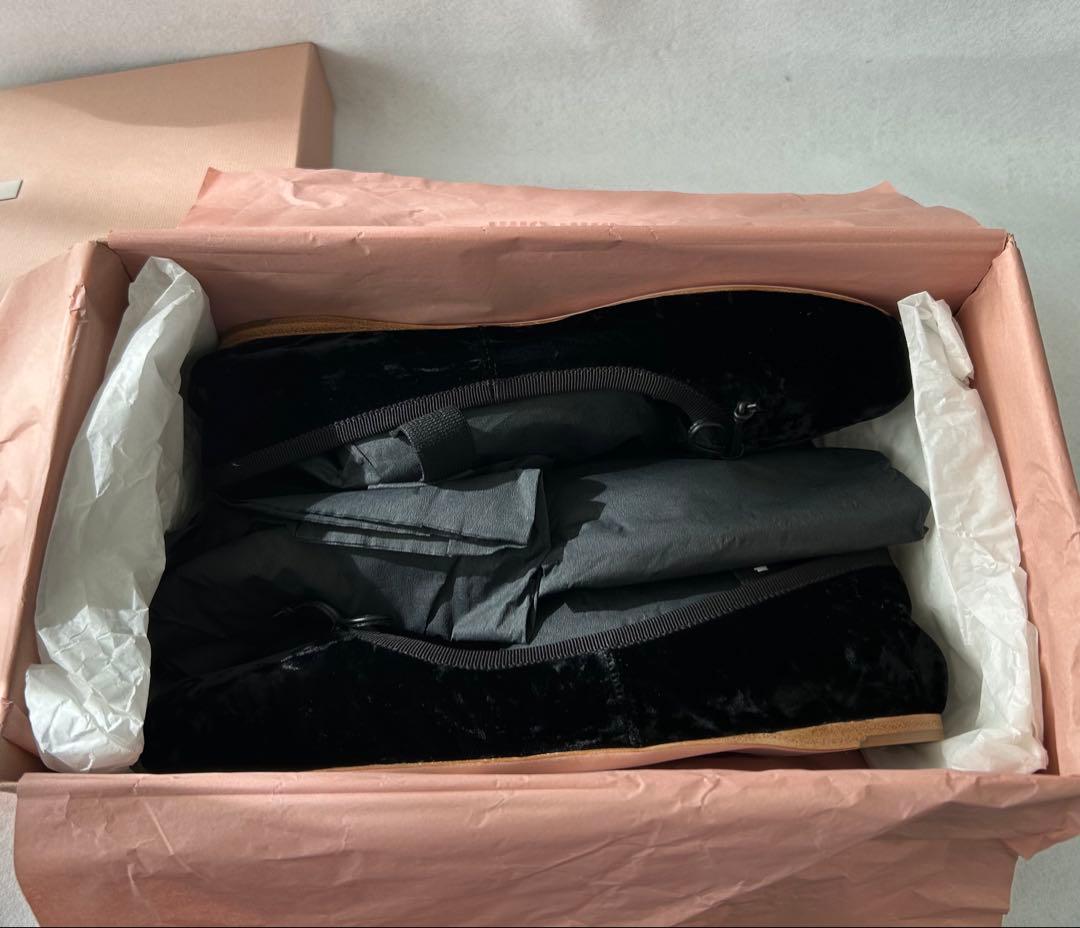 最終価格！未使用箱付き♡【ミュウミュウ】バレエフラットシューズ ベロア 黒 39