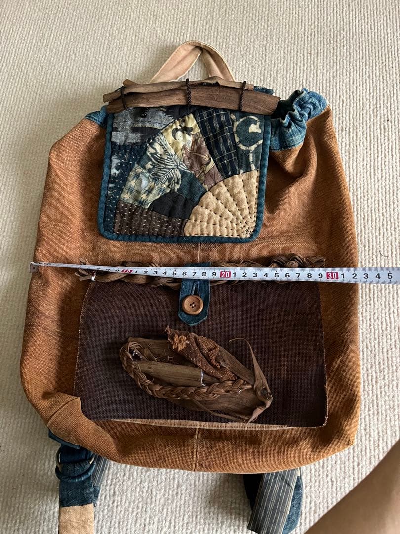 一点物◆柿渋 山葡萄 藍染リュック ハンドメイド 古布パッチワーク◆