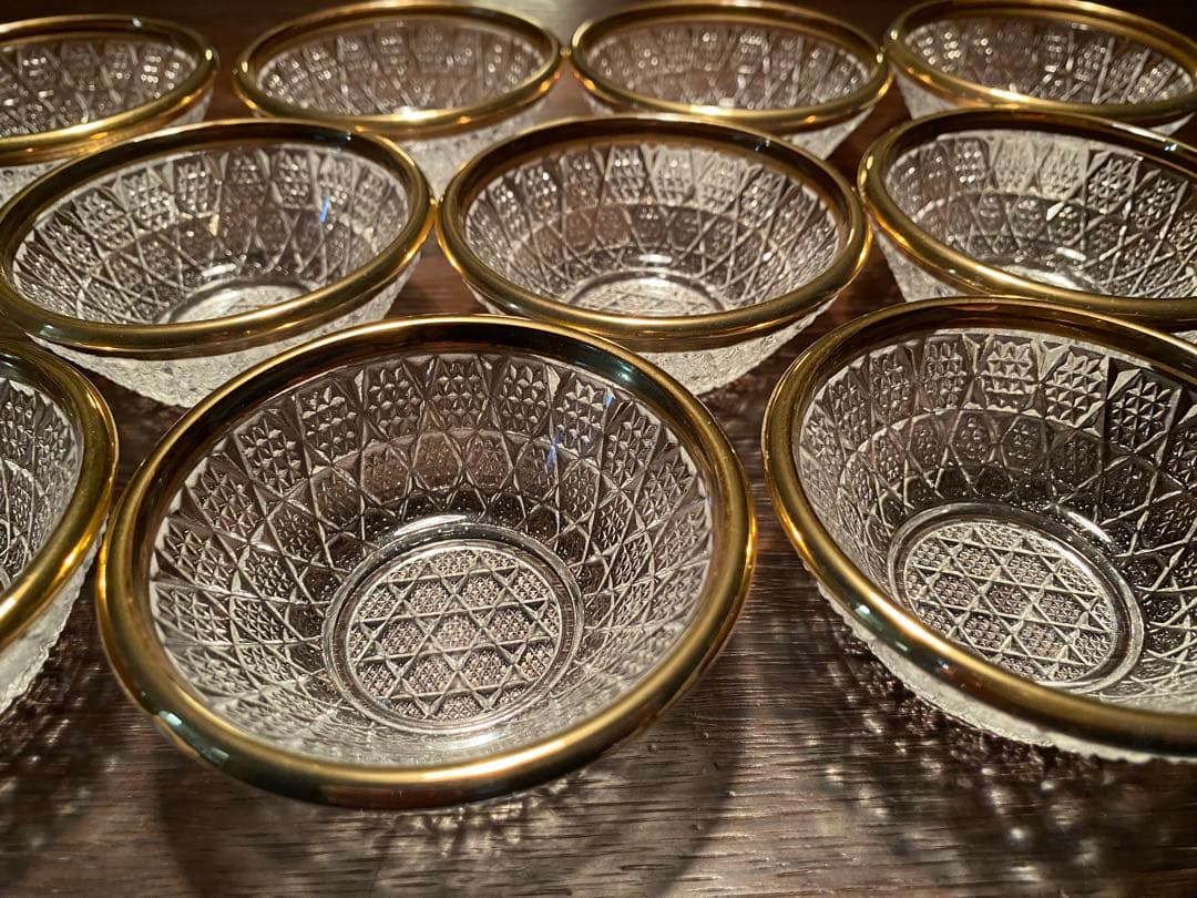 珍味入れ　金付切子柄珍味入れ5客珍味入れ