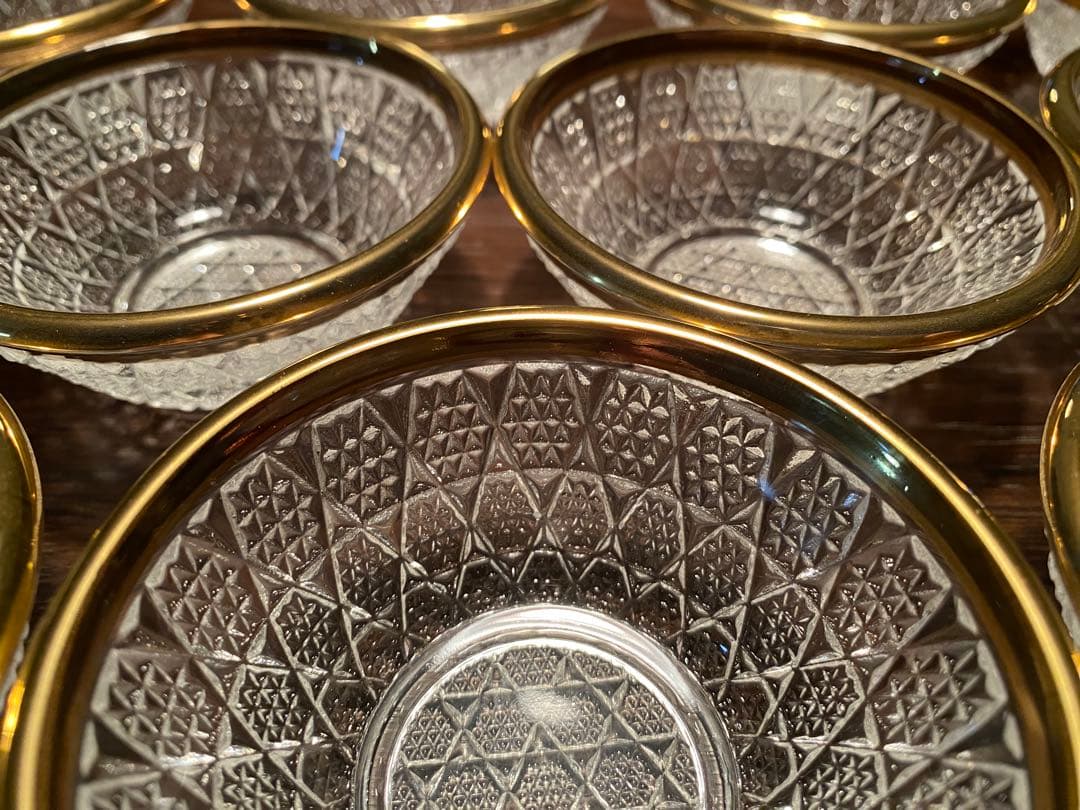 珍味入れ　金付切子柄珍味入れ5客珍味入れ