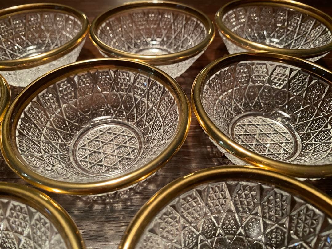 珍味入れ　金付切子柄珍味入れ5客珍味入れ