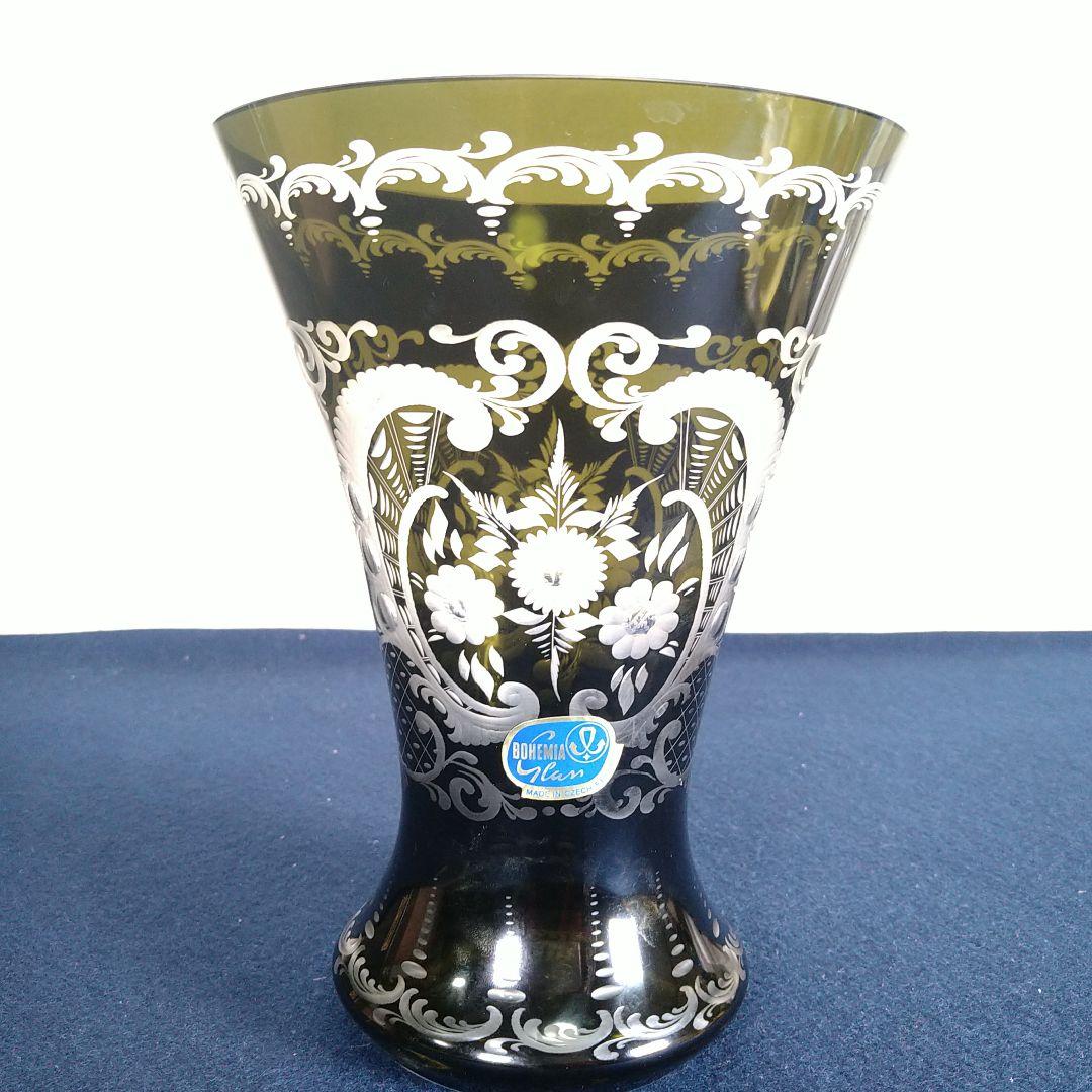 A898 ボヘミアガラス花瓶 箱入