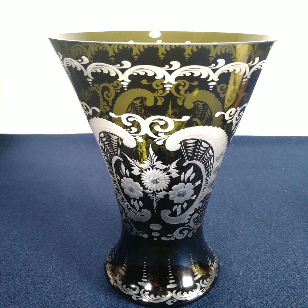 A898 ボヘミアガラス花瓶 箱入