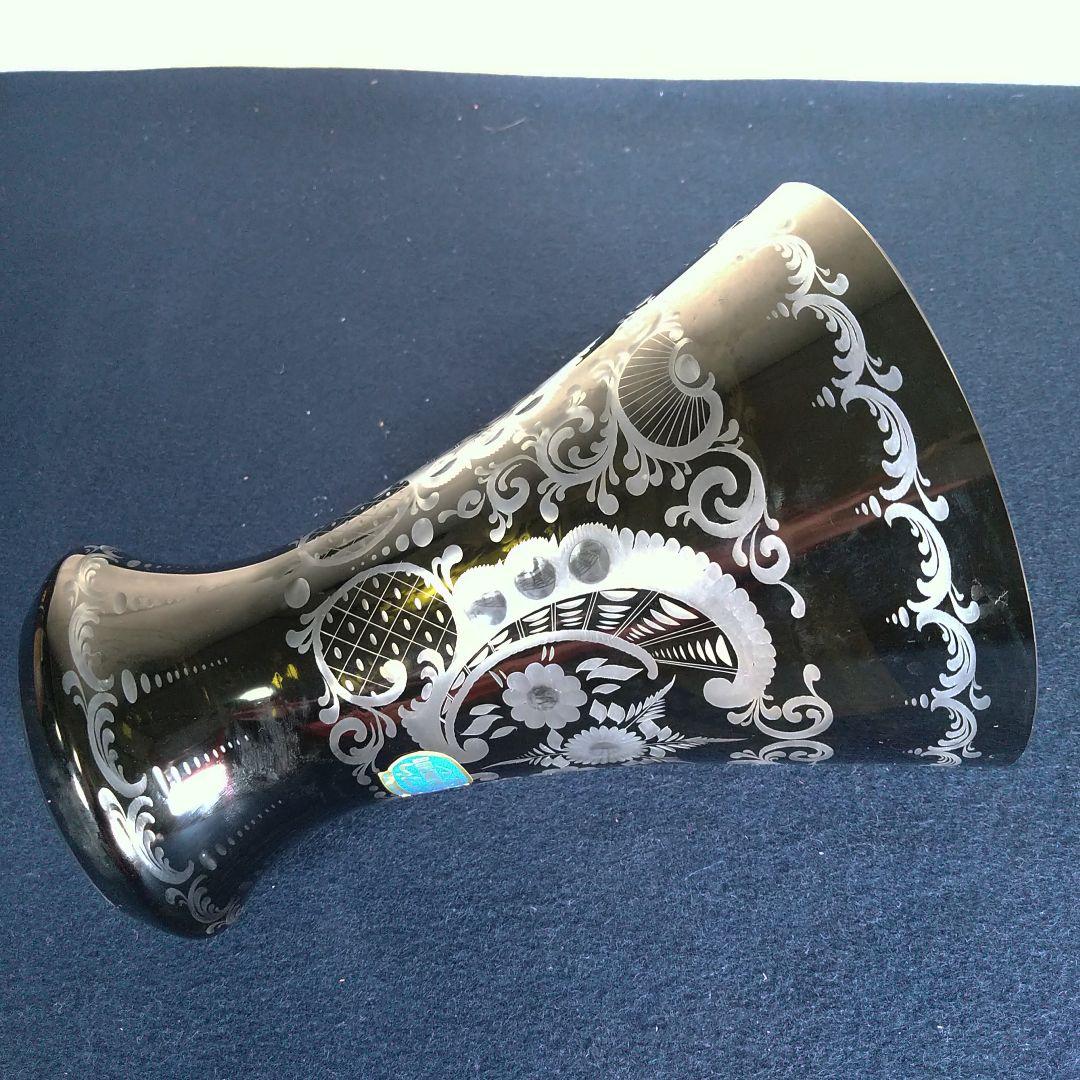 A898 ボヘミアガラス花瓶 箱入