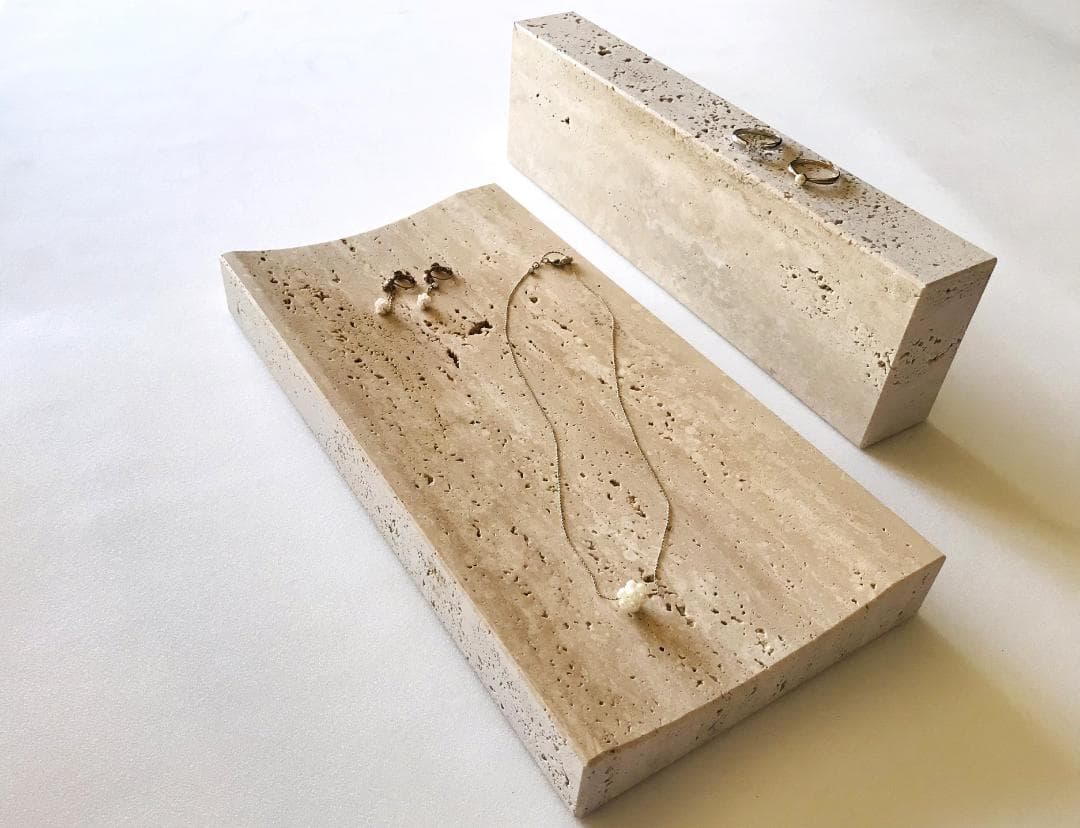 天然大理石プレート　トレイ　2個セット　アクセサリー　ディスプレイ　送料無料