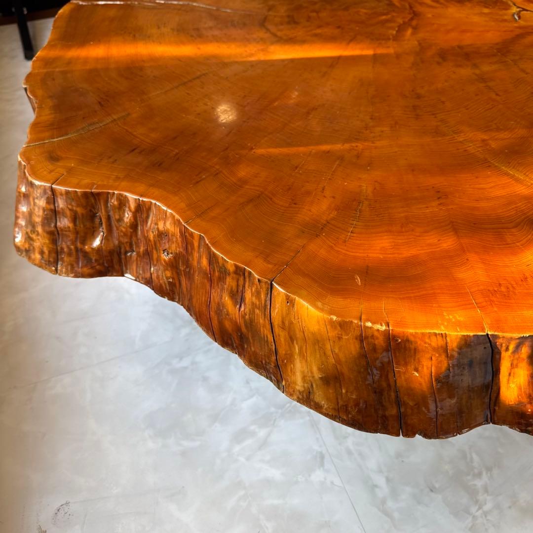 青森ビバ　輪切り　一枚板テーブル　1250✖️1150mm 自然形状　加工品