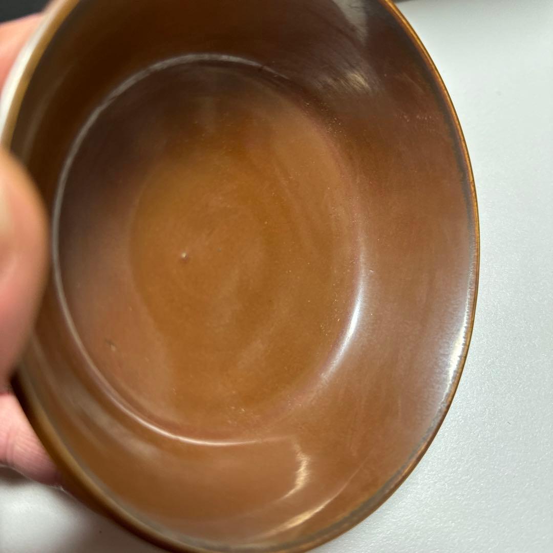 宋代 青磁 定窯　耀州 赤釉 柿紅釉 水冼 茶碗