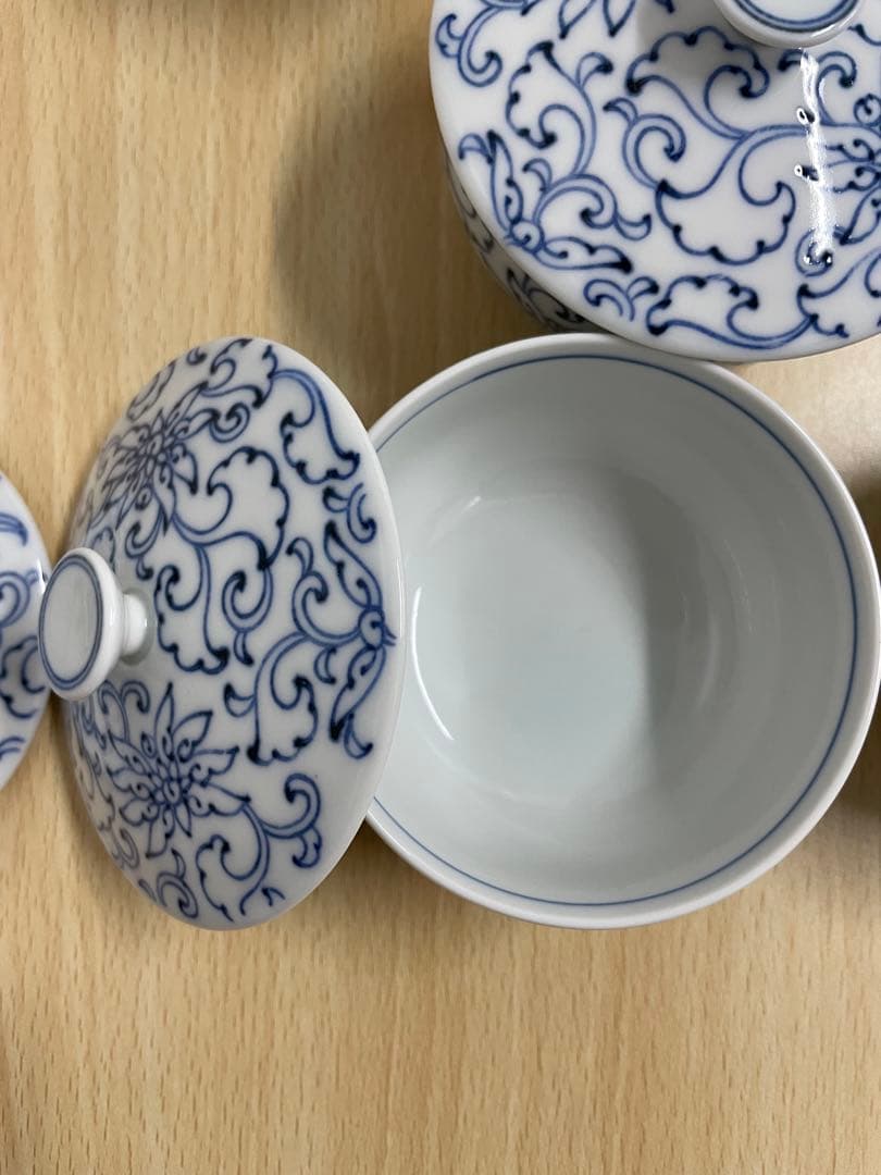 たち吉 京唐草 お茶呑茶碗 新品桐箱付き5客①