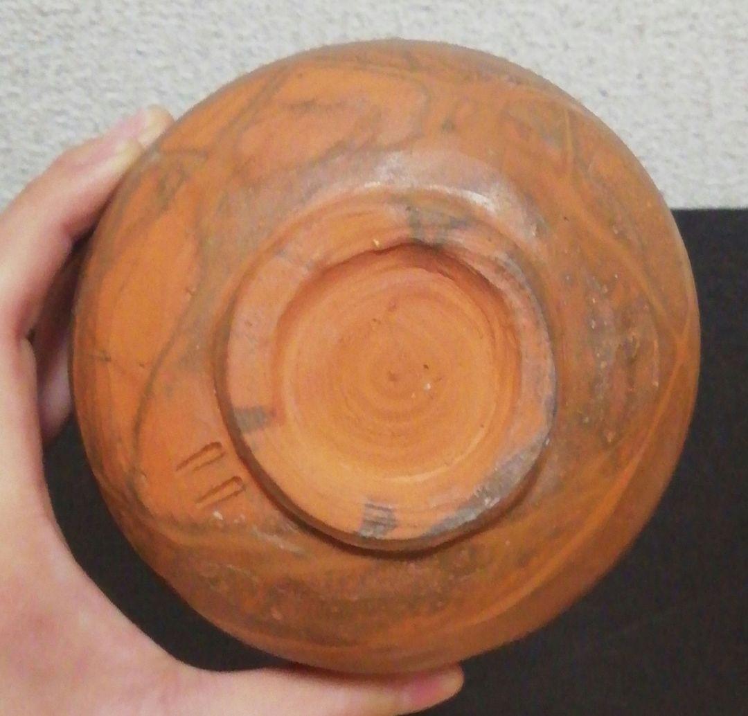 永田宗伴書付　佐藤圭秀作　備前焼　緋襷　茶碗　共箱　共布　茶道具