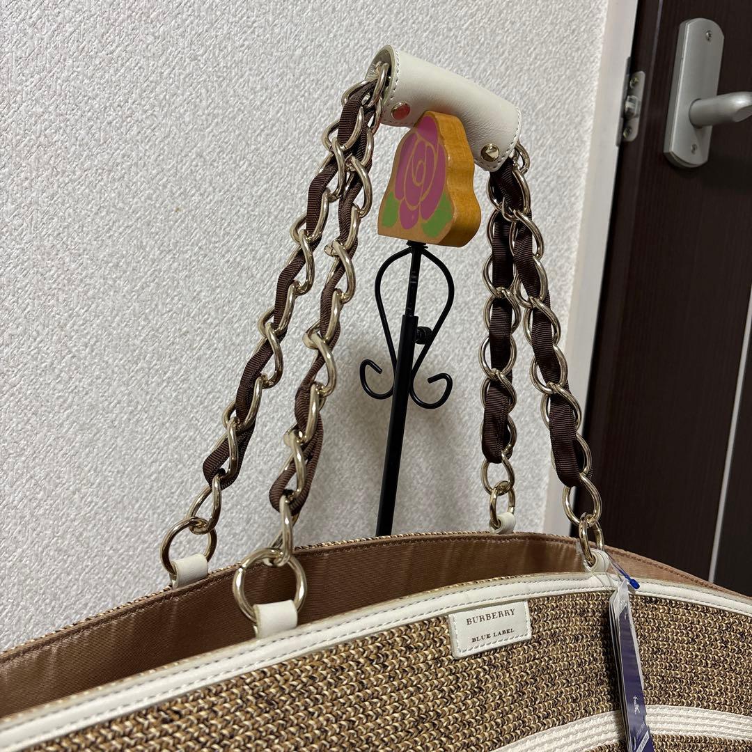 新品 未使用タグ付き BURBERRY BLUE LABAL かごバッグ