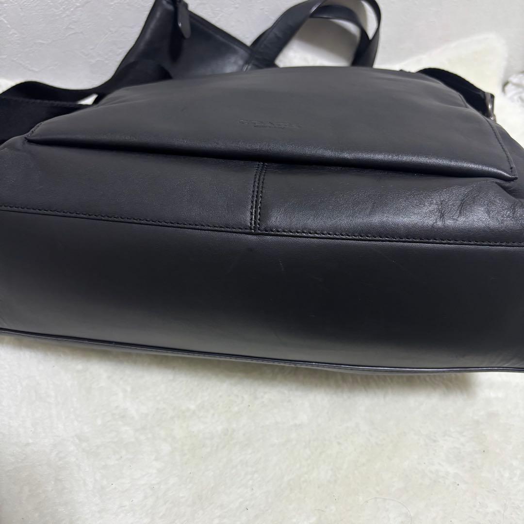 希少 コーチ ビジネスバッグ レザー 2way ショルダーバッグ ブラック 黒