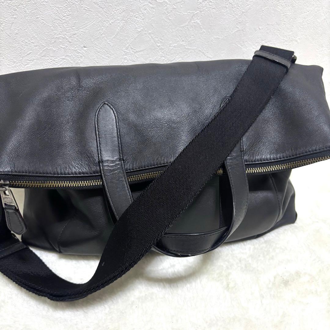 希少 コーチ ビジネスバッグ レザー 2way ショルダーバッグ ブラック 黒