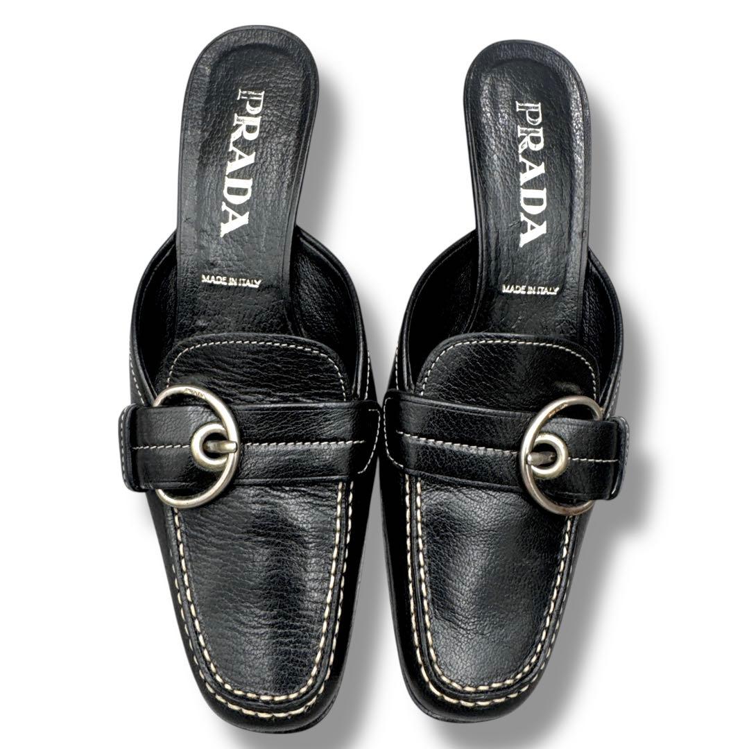 靴 Prada Leather Mule 37 Replaced Heels