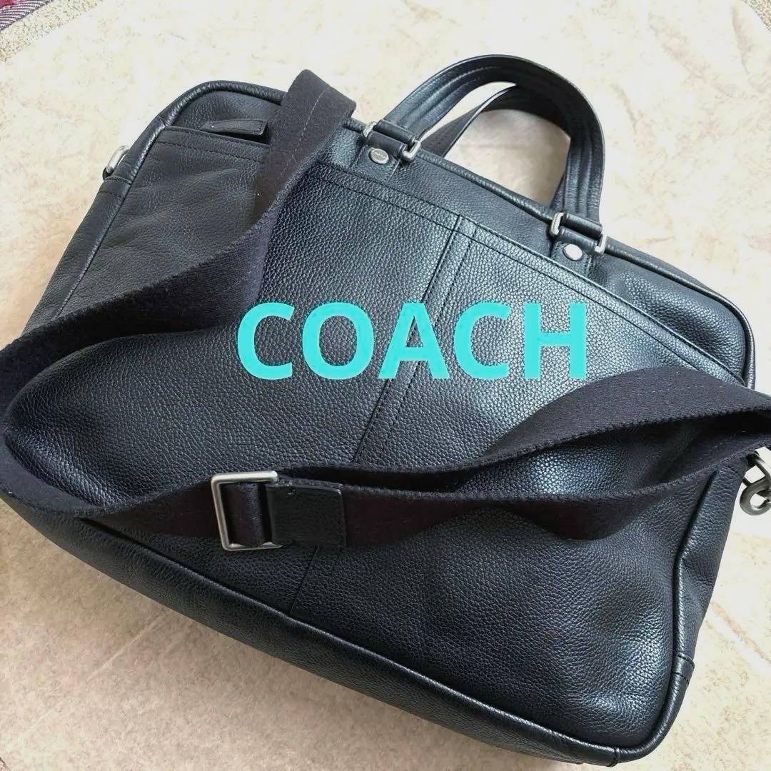 超美品‼️COACH コーチ本革2ウェイ メンズビジネスバッグ BLACK