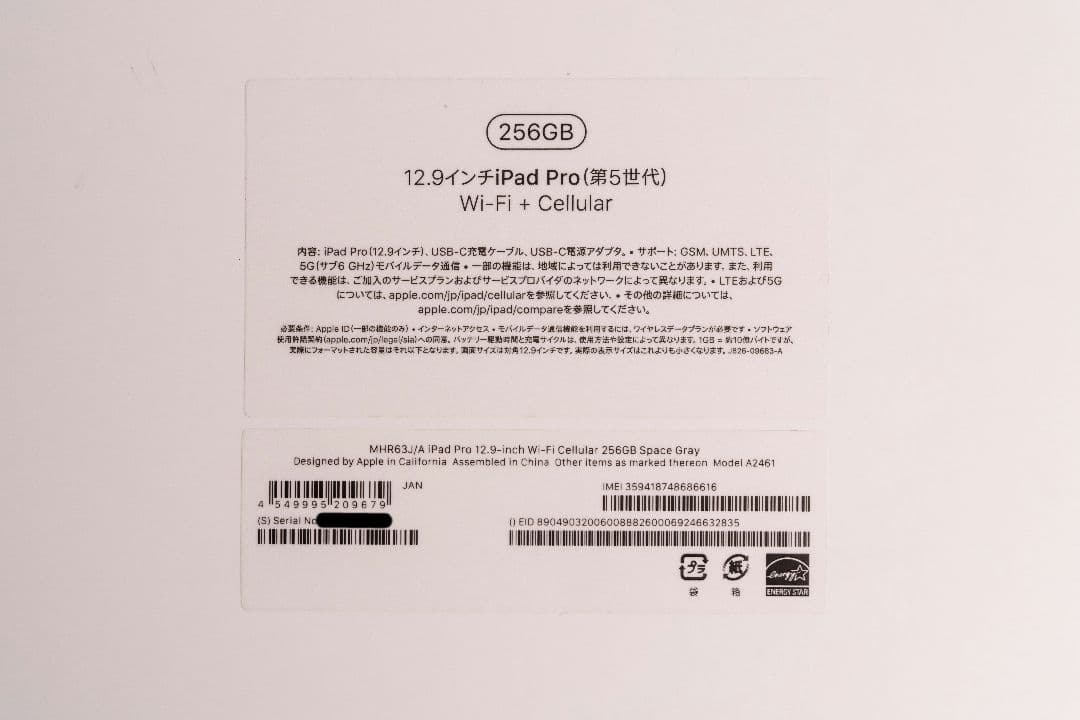 iPad Pro 12.9インチCellular 256GB 第５世代 ドコモ版