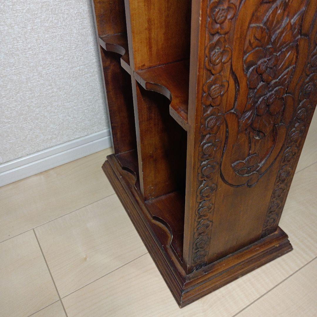 希少レア　アンティーク　木製 彫刻入り　ラック