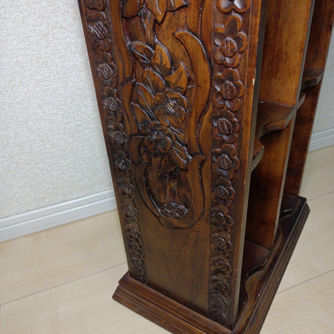 希少レア　アンティーク　木製 彫刻入り　ラック