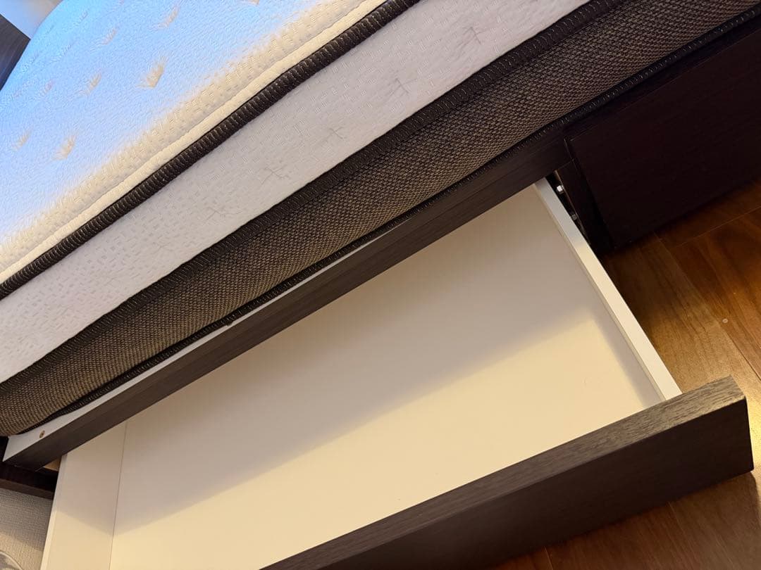 セミダブル　ニトリ ベッドフレーム ダークブラウン 引き出し付 マットレスセット