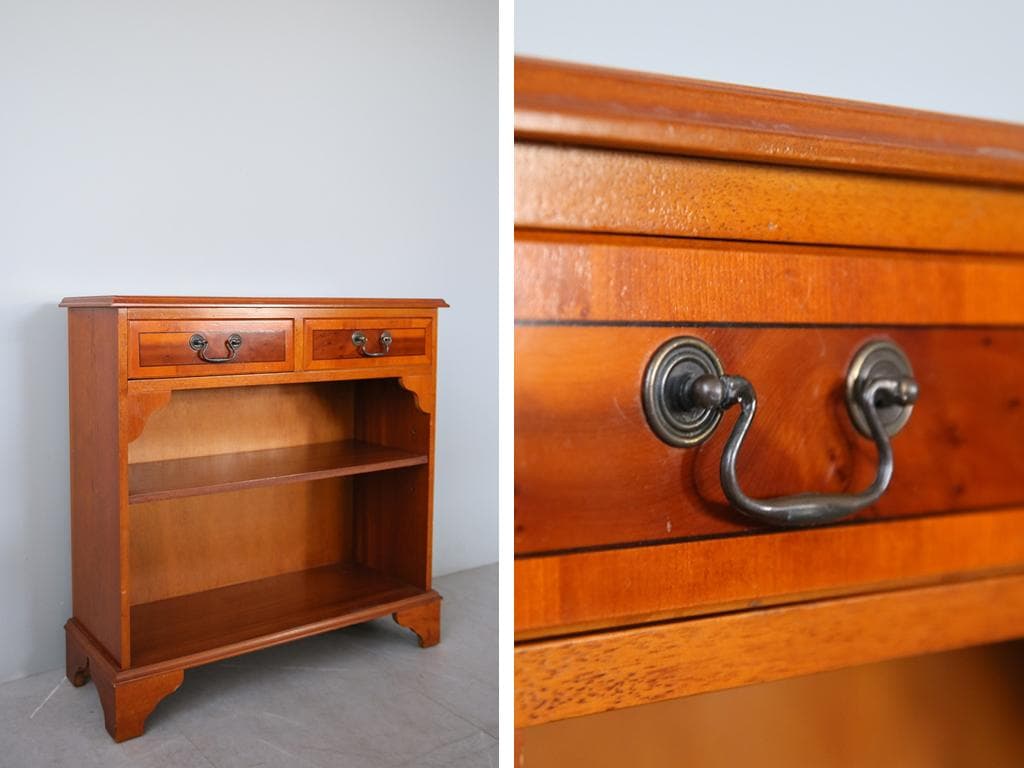 英国アンティーク木製ブックシェルフ/本棚/食器棚/飾り棚/収納ラック92-130