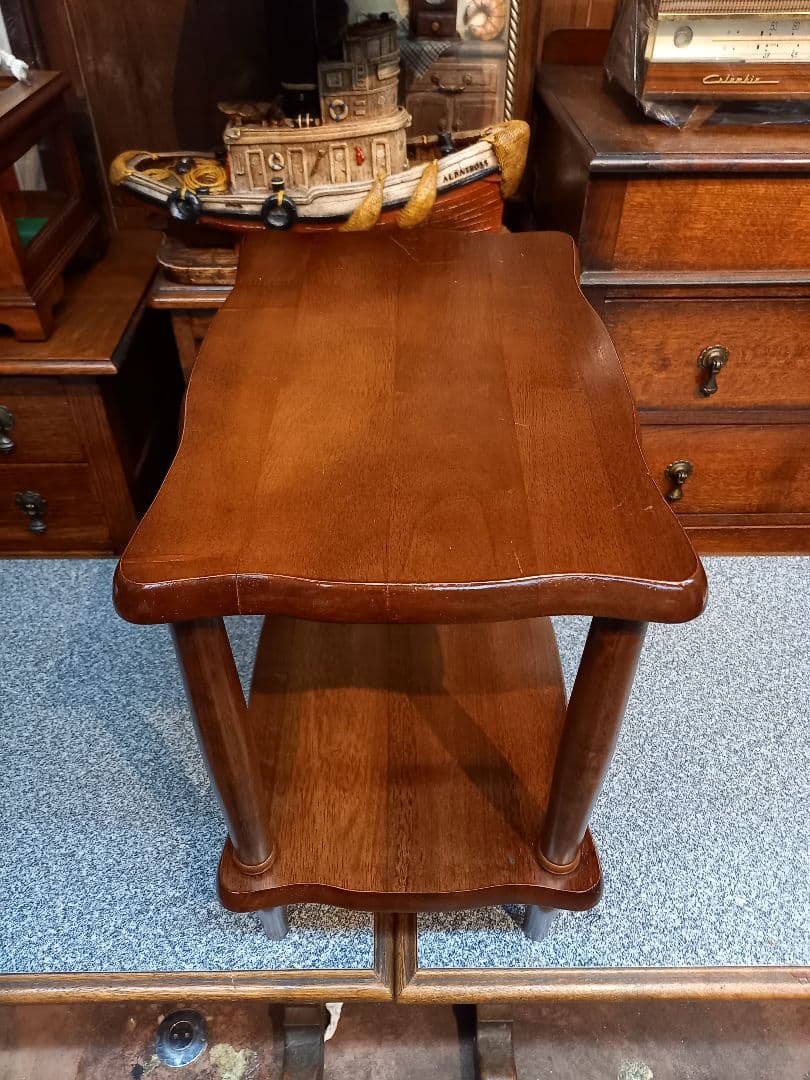 1970's　ヴィンテージ　コロニアル　ウッド　サイド　オープン　ラック　２段