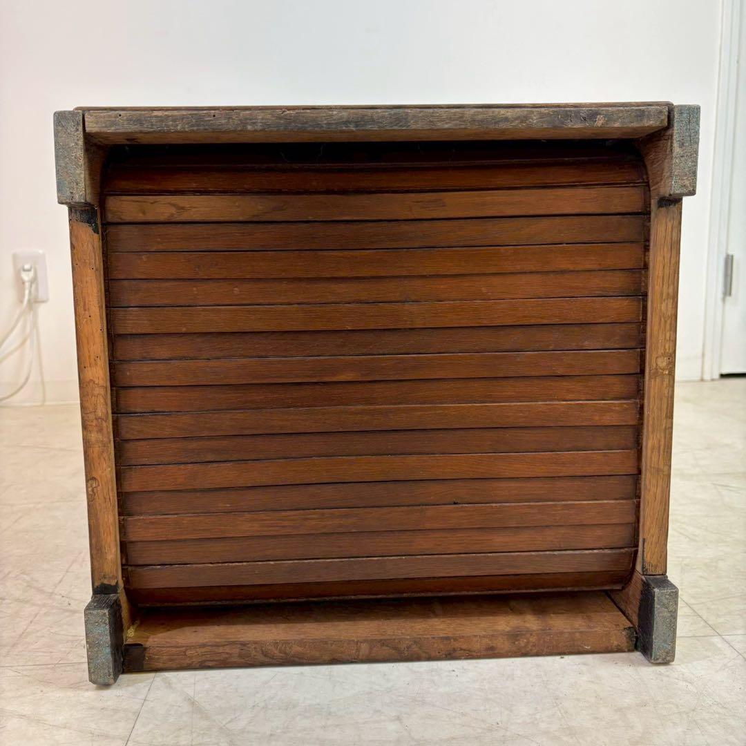 レコードチェスト　ファイルキャビネット　1940年代　9段　木製蛇腹シャッター