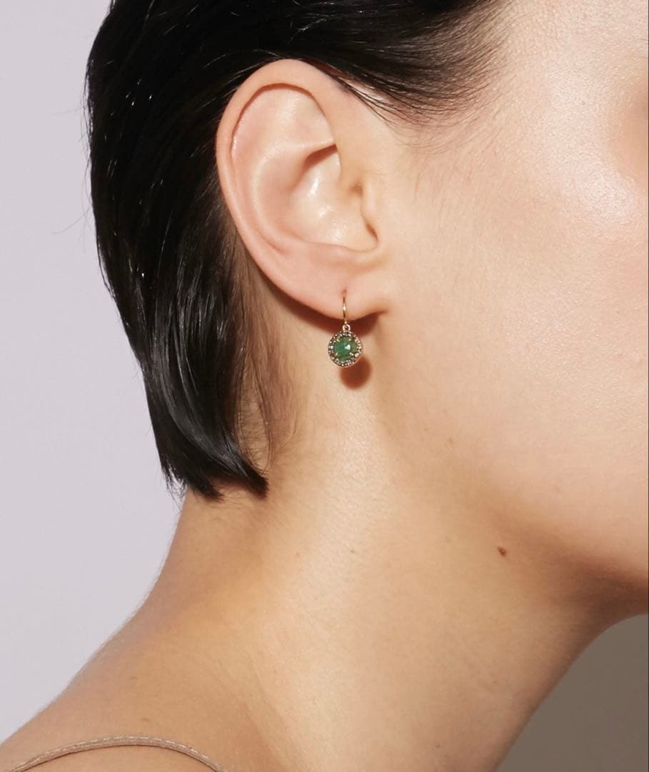 ARTIDA OUD エメラルド パヴェダイヤモンド ドロップ シングル ピアス