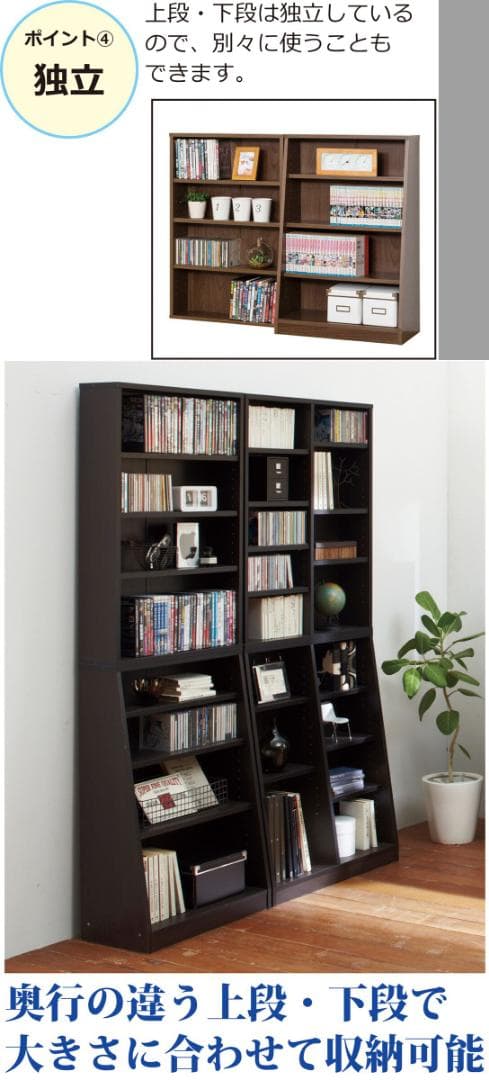 ★２台購入分　大容量　ホームシェルフ　W75　本棚　稼働棚　ＣＤ　ＤＶＤ　収納棚